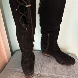 Sorrel Black Suede Ladies Size 11 Medium Boots Low heel Toggle Tassle to…